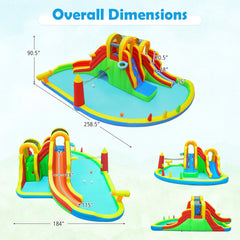 Giant Inflatable Water Park with Two Long Slides, Tunnel and 750W Air Blower
