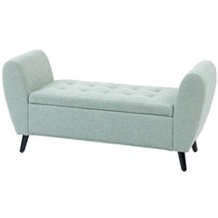 Upholstered Storage Bench with Arms, Modern Ottoman Bench for Bedroom, Entryway, and Living Room, Black