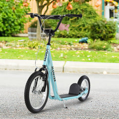 Youth Kick Scooter with Adjustable Handlebar and 16'' Inflatable Rubber Wheel for Kids and Teens 5+ Year Old, Black