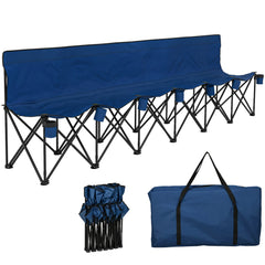 6 Seat Folding Camping Chair with Cup Holder and Carrying Case for Camping, Picnic, Sport Events, Black