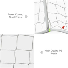 6ft x 4ft Soccer Goal Net with Metal Frame, PE Mesh, Ground Stakes, Easy Assembly, White