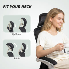 Ergonomic Office Chair, Mesh Reclining Desk Chair with Adjustable Lumbar Support, Headrest, Beige