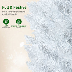9ft Christmas Tree with Colourful DIY Synchronized LEDs, Hinged Pencil Xmas Tree with Remote, Daily Timer, Green