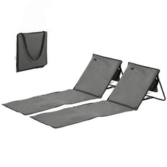 Set of 2 Foldable Lounge Chairs with Carry Strap, Adjustable Backrest, Grey