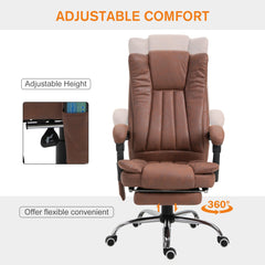Office Chair 6-point Vibration Massage Chair Micro Fiber Recliner with Retractable Footrest Black