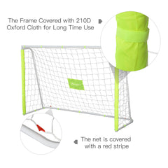 6ft x 4ft Soccer Goal Net with Metal Frame, PE Mesh, Ground Stakes, Easy Assembly, White