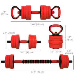 44lbs 4-in-1 Adjustable Weight Dumbbell Set, Barbell, Kettlebell, Push Up Stand, Green