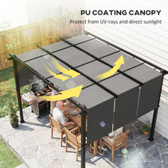 10' x 10' Metal Pergola, Outdoor Pergola with Retractable Canopy, for Garden, Patio, Backyard, Deck, Charcoal Grey