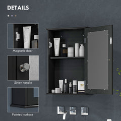 Bathroom Mirror Cabinet, Wall Mounted Medicine Cabinet with Door and Shelves, White