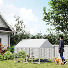 Outdoor Dog Kennel with Waterproof & Anti-UV Cover, Quick-Connect Frame, Secure Lock for Small Medium Dogs