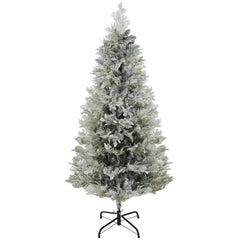 6 Feet Pencil Snow Flocked Artificial Christmas Tree with 517 Realistic Cypress Branches, Auto Open, Green