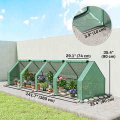 Portable Mini Greenhouse Tunnel Growing Tent Plants Flower Warm House w/ Zippered Roll-up Doors, Clear