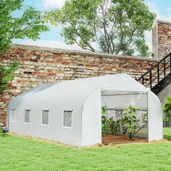 20x10x7ft Walk-in Steeple Greenhouse Outdoor Backyard Plant Seed Growth Shed Tunnel Warm House with 2 Anchor Way Green