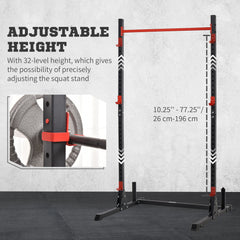 Adjustable Barbell Power Rack Squat Stand Strength Training Fitness Pull Up Weight Cage Home Gym Black