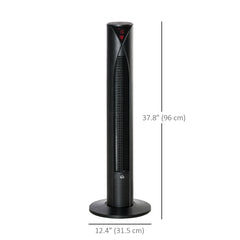 Freestanding Tower Fan Cooling for Home Bedroom with 3 Speed, 12h Timer, Oscillating, LED Sensor Panel, Remote Controller, Black