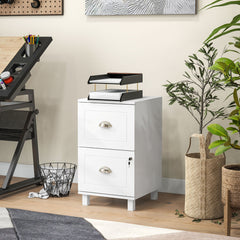 2-Drawer Small Filing Cabinet Lockable Home Office Storage Cabinet with Adjustable Hanging Bars for A4 Letter Black