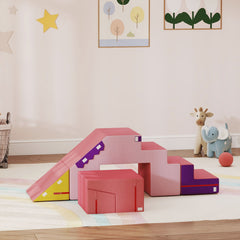 2-Piece Climbing Foam Blocks for Toddlers with Detachable Cover, Indoor Climb and Crawl Activity PlaySet, Pink