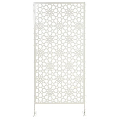 Metal Outdoor Privacy Screen, Decorative Outdoor Divider with Stand and Expansion Screws, 36.2" x 17.7" x 78", White