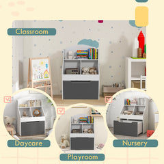 3 Tier Kids Bookcase with Drawer, 2 Storage Compartment, for Nursery, Playroom, Bedroom, Classroom, White