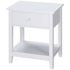 Modern Style Nightstand, Small End Table with Drawer and Storage Shelf for Bedroom, Living Room, Black