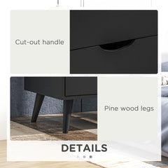 Modern Bedside Table, Nightstand with 2 Drawers and Pine Wood Legs for Bedroom, Living Room, White