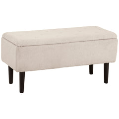 Modern Storage Bench, Ottoman with Storage and Lamb's Wool Upholstery for Living Room, Bedroom, Black