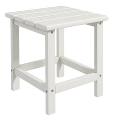 Side Table, Square Patio End Table, Weather Resistant 15" Outdoor HDPE Table for Porch, Balcony, White