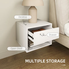 Floating Nightstand Set of 2, Wall Mounted Bedside Table with Drawer for Bedroom Black