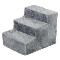 4-Step Dog Ramp for Sofa, Bed, and Couch, with Removable Cover, Light Grey