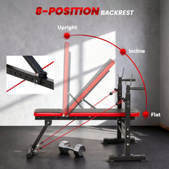 Adjustable Weight Bench with Squat Rack, Incline Flat Bench Press with Barbell Rack for Home Gym, 660 lbs Capacity