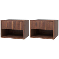 Floating Nightstand Set of 2, Wall Mounted Bedside Table with Drawer for Bedroom Black