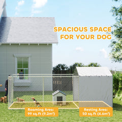 Galvanized Steel Dog Kennel Outdoor with Waterproof & UV-Resistant Cover for Large Dogs, 13.1' x 7.5' x 7.5'