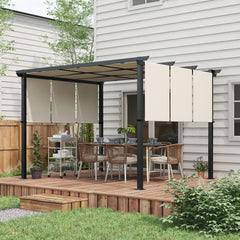 10' x 10' Metal Pergola, Outdoor Pergola with Retractable Canopy, for Garden, Patio, Backyard, Deck, Charcoal Grey
