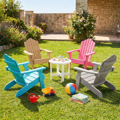 Kids Adirondack Chair All-weather Outdoor Chair for Children with Tilted High Backrest-Turqouise