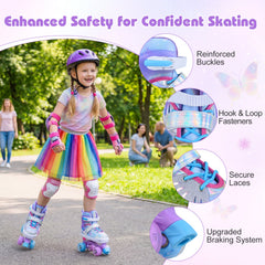 Kids Roller Skates for Toddlers Ages 7-9 with 4 Light up Wheels-Blue