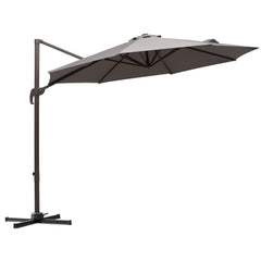 10ft Cantilever Patio Umbrella with 360° Rotation, Crank & Cross Base for Garden Deck Pool Backyard, Grey