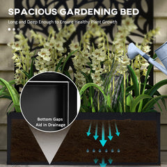 Metal Outdoor Privacy Screen with Raised Graden Bed, Privacy Panel and Planter Box, Wall-Mounted or Freestanding