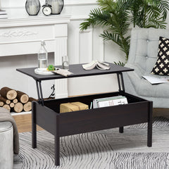 39" Modern Lift Top Coffee Table with Hidden Storage Compartment, Center Table for Living Room, Black