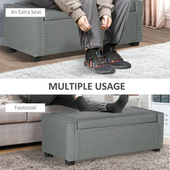Upholstered Flip Top Storage Bench Fabric Ottoman for Bedroom, Living room, Dark Grey