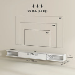 47" Floating TV Stand for TVs up to 50 Inch, Wall Mounted Media Console with Flip Drawer and 2 Open Shelves, Walnut
