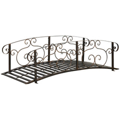 6FT Steel Garden Bridge with Safety Siderails, Decorative Arc Landscaping Bridge for Backyard Creek Stream Pond, Black