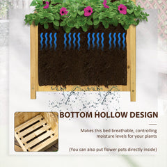 Raised Garden Bed Wood Planter with Trellis for Vine Climbing, 16" x 16" x 57", Brown