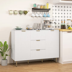 Modern Kitchen Storage Cabinet, Sideboard Buffet Cabinet w/ 3 Drawers and Adjustable Shelves for Kitchen Hallway, Black