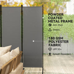 6 Panel Folding Outdoor Privacy Screen with Stable Base, 5.7FT Tall Room Divider with UV30+ Protection, Grey