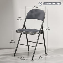 4 Pack Folding Chairs with Padded Seats, Velvet Portable Party Chairs with Steel Frame, Beige
