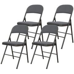 4 Pack Folding Chairs with Padded Seats, Velvet Portable Party Chairs with Steel Frame, Beige
