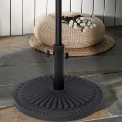 Patio Umbrella Base Stand, Round Cement Parasol Holder for Outdoor, Patio, Garden, Beach, Fits Φ1.4", Φ1.5" and Φ 2" Pole, Black