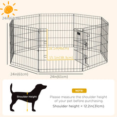 24inch Foldable Metal Exercise Pet Playpen Yard Dog Puppy Kennel Cage 8 Panel
