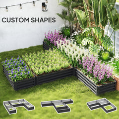 Steel Raised Garden Bed, Set of 5 Large Box Planters for Outdoor Plants Vegetables Flowers Herbs, 8x8x1ft, Black