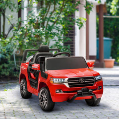 12V Toyota LAND CRUISER Licensed Kids Car w/ Remote Control, Four Wheel Spring Suspension, Soft Start, LED Light, Red